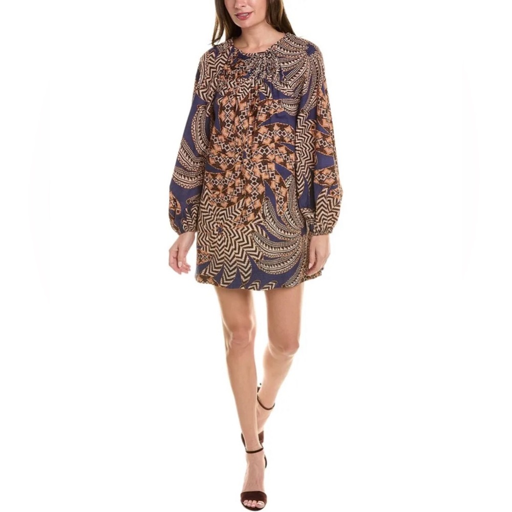 Farm Rio Organic Cotton Mini Dress — Yawanawa Print — Size XS